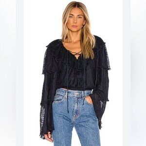 REVOLVE Tularosa Gabby Top in Deep Navy bell sleeve size large